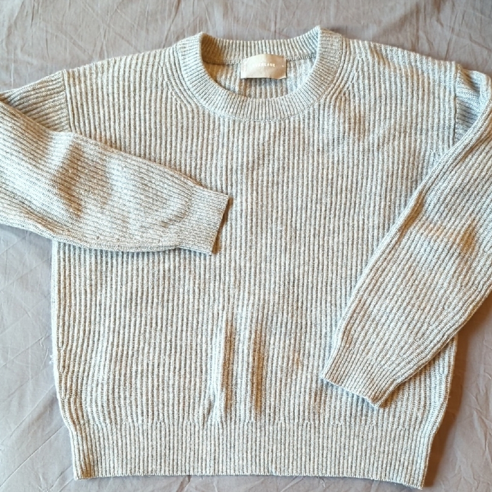Everlane Rib Round Crew Gray Cashmere Sweater